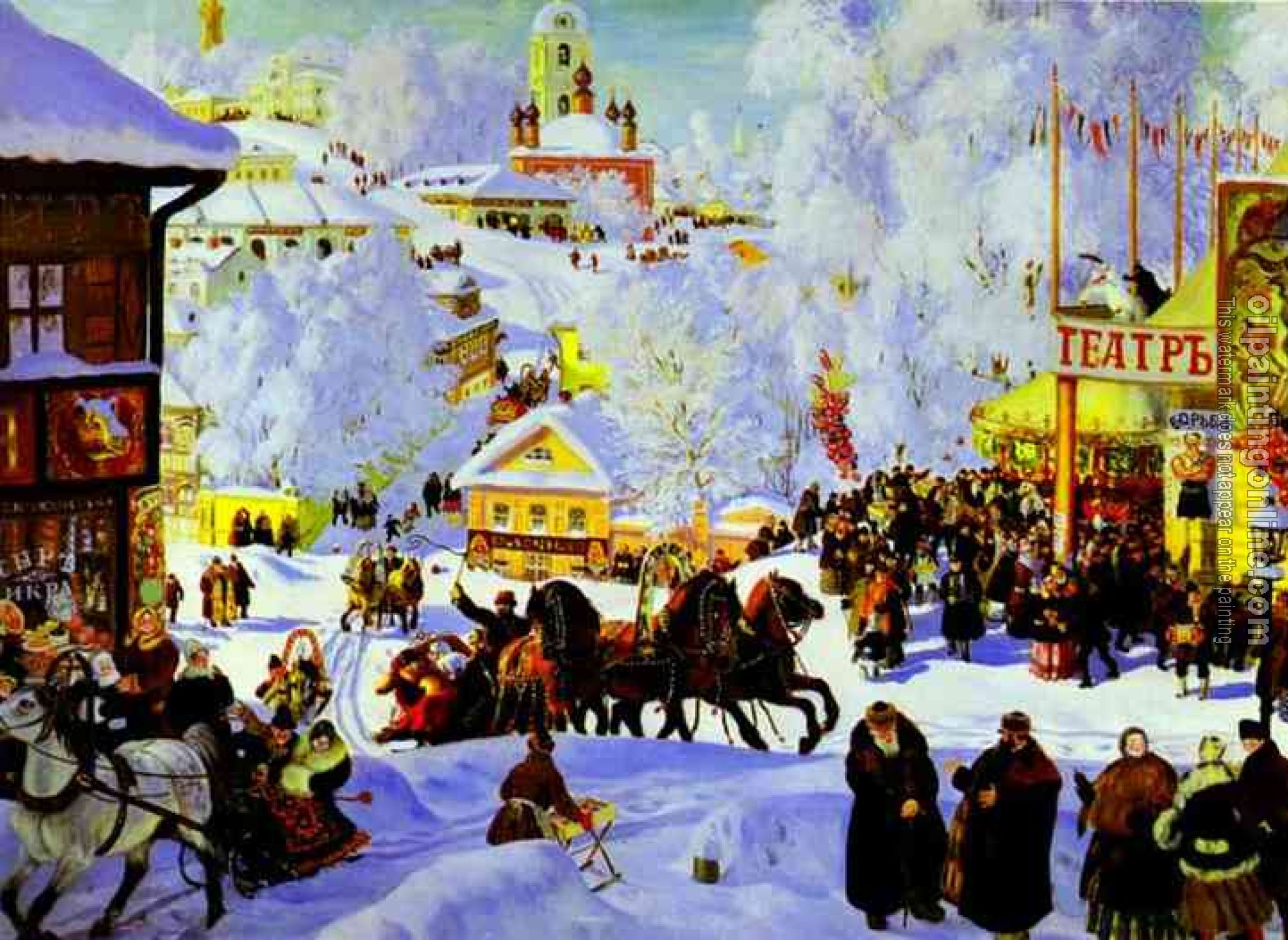 Kustodiev, Boris - Sleigh Riding